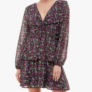 Twist Top Long Sleeve Tiered Dress